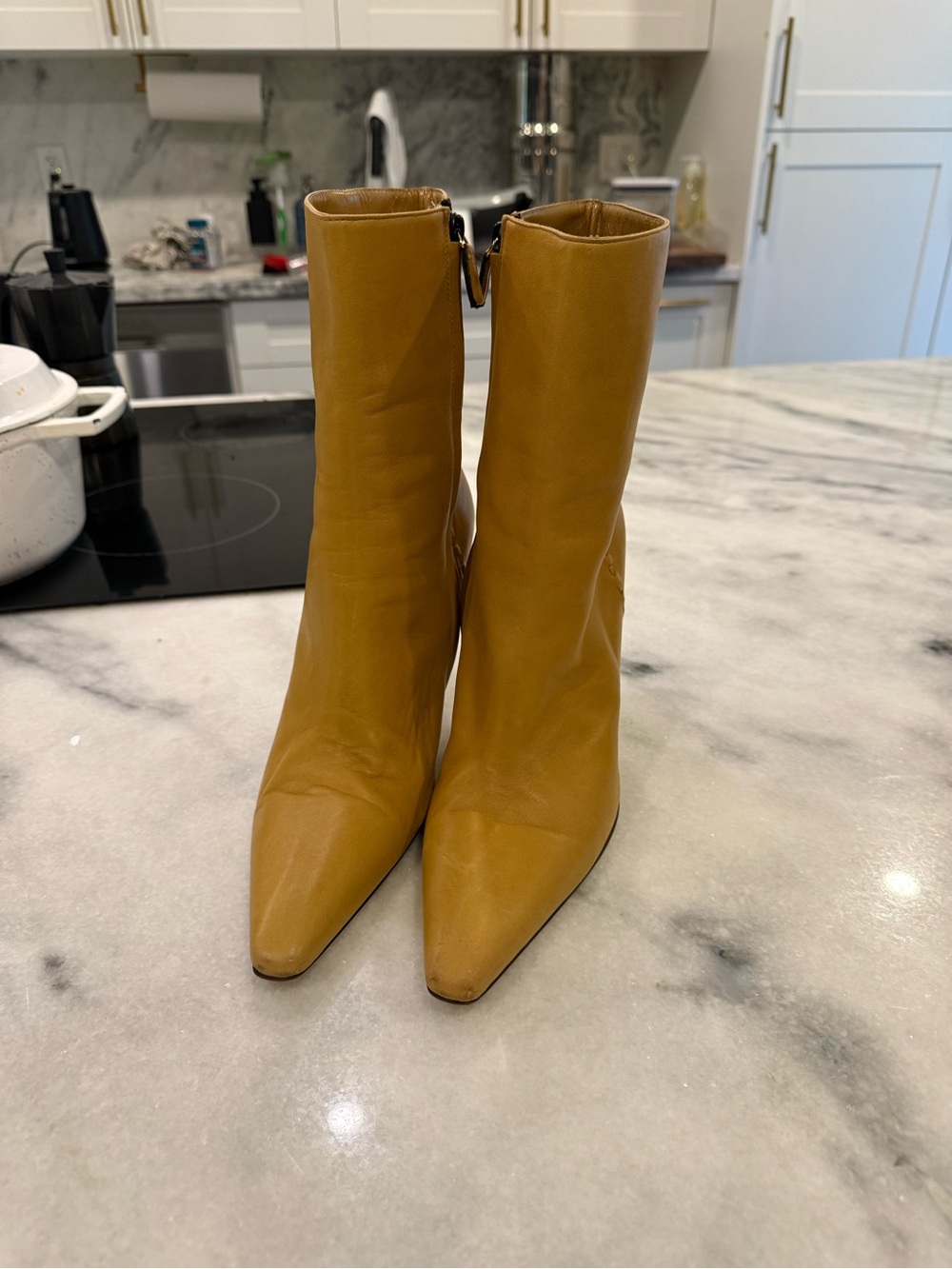 Gucci Women's Mustard Yellow Pointed Toe 4” Ankle Boots